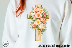 Floral cross Christian shirt sublimation designs Product Image 1
