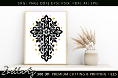 Floral Cross SVG Cut File Jesus Christian T-shirt Mug Design Product Image 2