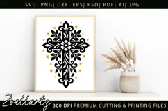 Floral Cross SVG Cut File Jesus Christian T-shirt Mug Design Product Image 2