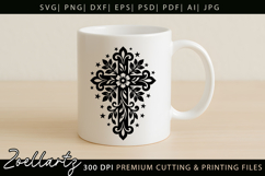 Floral Cross SVG Cut File Jesus Christian T-shirt Mug Design Product Image 3