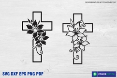 Floral cross Svg, Christian cross Cut File Product Image 1