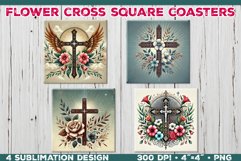Christian Faith Square Coasters Sublimation Design Product Image 1
