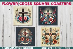 Christian Faith Square Coasters Sublimation Design Product Image 1