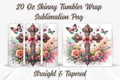Floral Cross Tumbler PNG Sublimation, Christian Tumbler Wrap Product Image 2