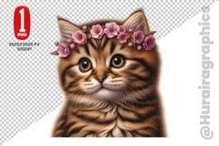 Floral Crown Cat Clipart - PNG File Product Image 1