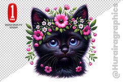 Floral Crown Cat Clipart - PNG File Product Image 1
