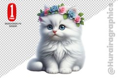 Floral Crown Cat Clipart - PNG File Product Image 1