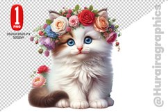 Floral Crown Cat Clipart - PNG File Product Image 1