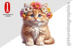 Floral Crown Cat Clipart - PNG File Product Image 1