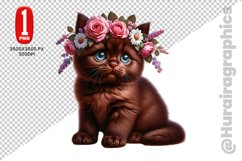 Floral Crown Cat Clipart - PNG File Product Image 1
