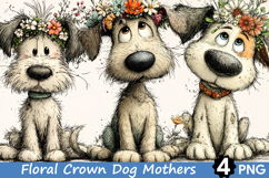 Floral Crown Dog Mother's Day Clipart Product Image 1