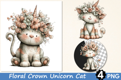 Floral Crown Unicorn Cat Clipart Product Image 1