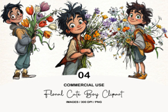 Floral Cute Boy Clipart PNG Product Image 1