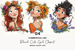 Floral Cute Girl Clipart Sublimation Product Image 1