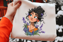 Floral Cute Girl Clipart Sublimation Product Image 2