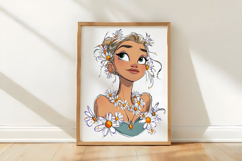 Floral Cute Girl Clipart Sublimation Product Image 3