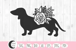 floral dachshund svg