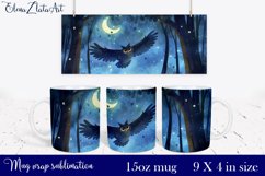 Watercolor Night owl Mug Sublimation, owl Design Mug Product Image 1