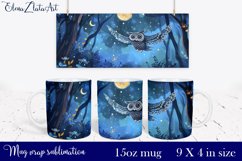 Watercolor Night owl Mug Sublimation, owl Design Mug Product Image 1