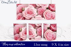 Roses Mug Sublimation | Watercolor Flowers Mug Wrap Product Image 1