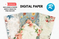 Floral Digital Paper, Flowers Background Product Image 1
