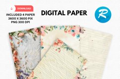 Floral Digital Paper, Flowers Background Product Image 1