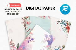 Floral Digital Paper, Flowers Background Product Image 1