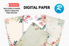 Floral Digital Paper, Flowers Background Product Image 1