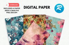 Floral Digital Paper, Floral Background Product Image 1