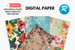 Floral Digital Paper, Floral Background Product Image 1