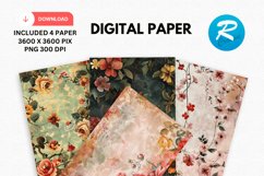 Floral Digital Paper, Floral Background Product Image 1