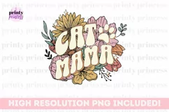 Cat Mama png, Floral Pet Sublimation Design Product Image 3