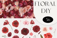 Watercolor Bohemian Red Flowers Collection Clipart Product Image 13