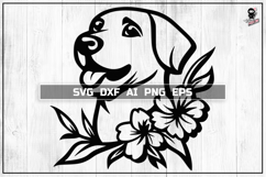 Floral Dog SVG, Labrador cut file PNG, DXF Cut file Product Image 1