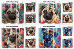 3D Floral Dog Pug And Flowers Tumbler Bundle Product Image 4