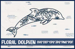 Floral Dolphin SVG. Ocean Animal Png Clipart. Product Image 1