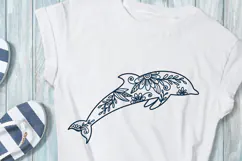 Floral Dolphin SVG. Ocean Animal Png Clipart. Product Image 2