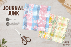 Shabby Floral Plaid Journal junk Pink Summer digital paper Product Image 1