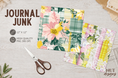 Vintage Floral Plaid Journal junk Green Summer digital paper Product Image 1