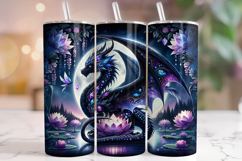 Black Dragon Tumbler Wrap, Fantasy Tumbler Png, Dragon PNG Product Image 1
