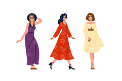 bohemian floral dress woman vector Product Image 1