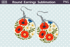 Poppy Round Earrings | Vintage Flowers Earrings Product Image 1