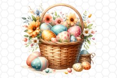 Floral Easter Basket Watercolor Clipart Sublimation PNG