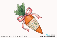 Floral Easter Carrot Coquette Bow PNG, Happy Easter PNG Product Image 1