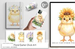 Floral Easter Chick Digital Paper Product Image 1