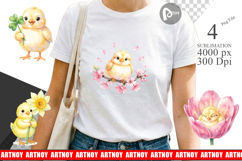 Floral Easter Chick Sublimation Product Image 1
