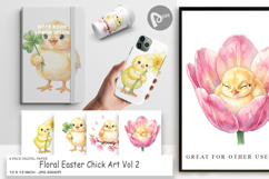 Floral Easter Chick Digital Paper Product Image 1
