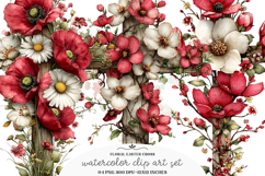 Floral easter cross clipart - Floral easter cross PNG Product Image 1