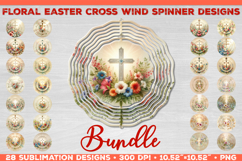 Bundle of Wind Spinner Sublimation Design with Flower Cross Product Image 1