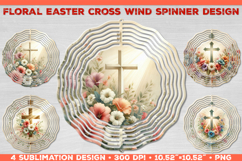 Wind Spinner Sublimation Design with Watercolor Flower Cross Product Image 1